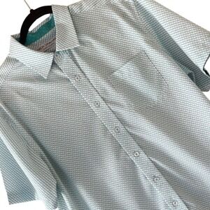 Nick Graham Everywhere Mens Teal Geometric Dot Short Sleeve Modern Fit Shirt